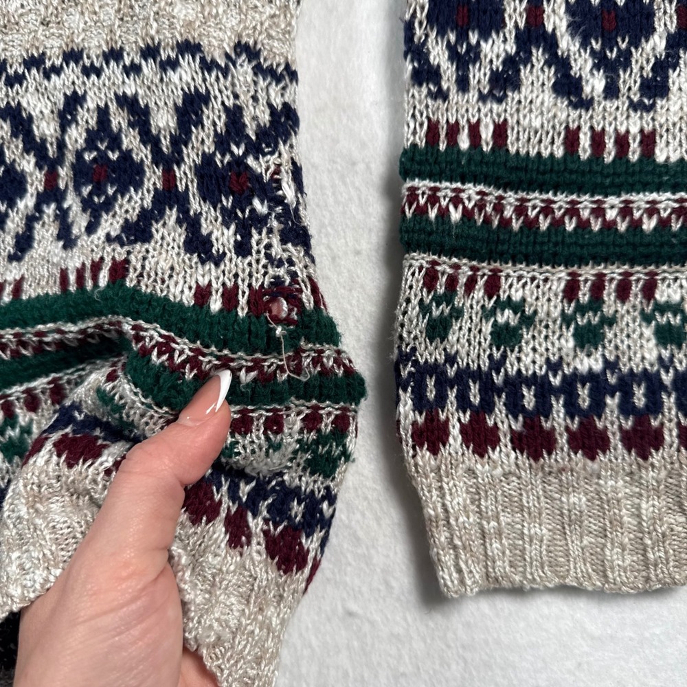 Vintage New Era Kids Fair Isle Sweater Made in USA Knit Crewneck Size 16-18 - Picture 4 of 8